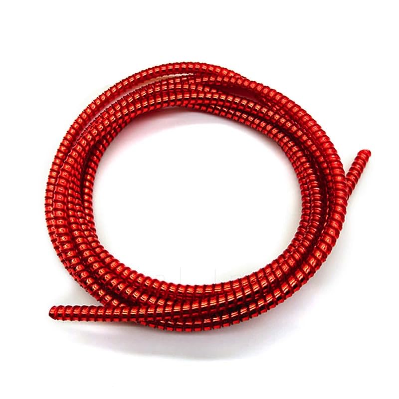 Image of J'TTON Spiral Metallic Color (2 Pcs) 1.4 Meters Each-Full Size Cord Charger Protector Winder for iPhone & Android USB Charging Cable, Earphones, Lightning (Red)