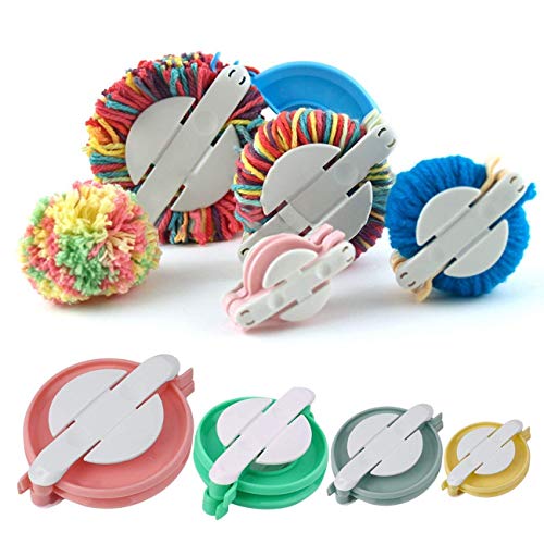 Image of Syga Pom-pom Maker, 4 Different Sizes Pompom Maker Fluff Ball Weaver Needle Craft DIY Wool Knitting Craft Knitting Wool Tool Kit Color May Vary