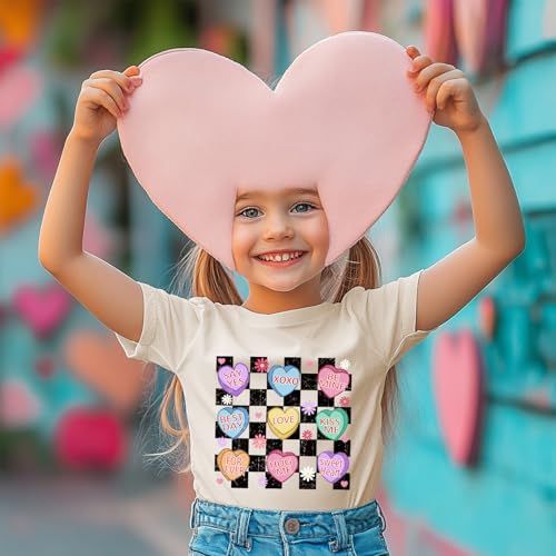 Toddler Girls Valentine's Shirt Cute Love Heart T-Shirts Kids Valentine's Shirts 2-10 Years3