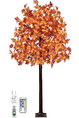 7FT-170-LED-Lighted-Maple-Tree-Thanksgiving-Decor-Artificial-Fall-Tree-with-17-Branches-17-Acorns-340-Leaves-Remote-8-Flashing-Modes-Timing-DC-5V-Safe-for-Outdoor-Wedding-Party-Autumn-Decor 7FT 170 LED Lighted Maple Tree Thanksgiving Decor Artificial Fall Tree with 17 Branches 17 Acorns 340 Leaves Remote 8 Flashing Modes Timing DC 5V Safe for Outdoor Wedding Party Autumn Decor