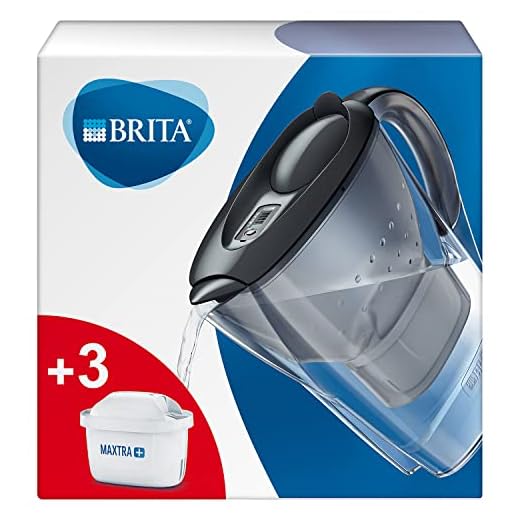 BRITA Jarra con filtro de agua para nevera Marella para la reducción de cloro, cal e impurezas, Incluye 3 cartuchos de filtro MAXTRA +, 2.4L -grafito