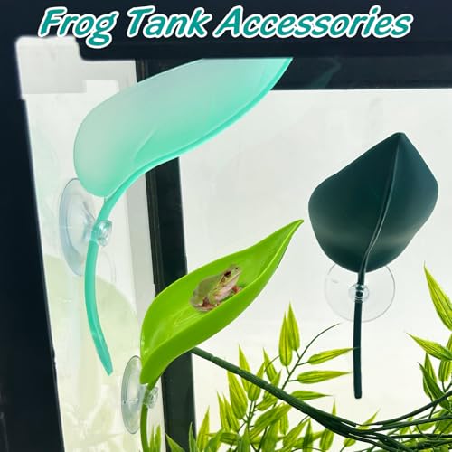 Image of 3 Pack Plastic Frog Habitat Platform with Suction Cups Reptile Decorations for Terrarium Dwarf Frogs Tank Accessories Decor Turtle Basking Platforms for Amphibian