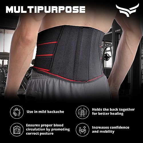 Image of XTRIM Back Support Belt For Backache, Flexible Back Splints, Elastic Webbing, Better Ventilation, Double Pull Mechanism, Hook Loop Closure, Easy to Wear & Remove (Black, Large, 1 Unit)