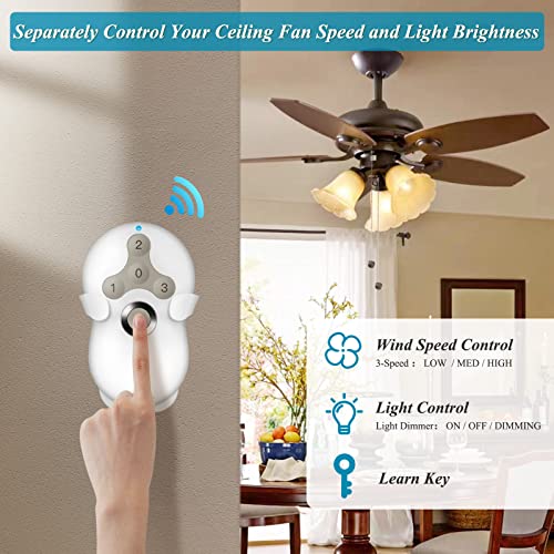 Image of Universal Hunter Ceiling Fan Remote Control Kit, Smart Wi-Fi Control Kit | Works for Hunter Harbor Breeze Hampton Bay, Compatible with Alexa, Google Assistant and Smart Life App, 3-Speed, Light Dimmer