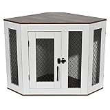 BOEASTER Corner Dog Crate Furniture, Wooden Dog Kennel End Table with Door Furniture Style Dog House