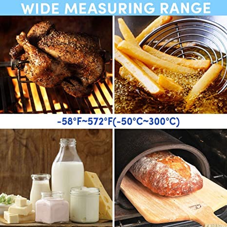 review Digital Instant Read Cooking Meat Thermometer, Kitchen Food Candy Thermometers with Backlight, Probe for Smokers, Oven, Baking, BBQ, Oil, Deep Fry, Liquids