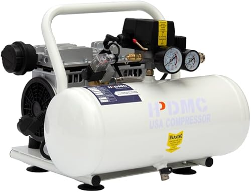 HPDMC Compresor de aire portátil, 0.8HP 1.73 CFM 90PSI Compresor sin aceite Tanque de 2.5 galones y máx. 115 PSI, 62 dB Compresor ultra silencioso