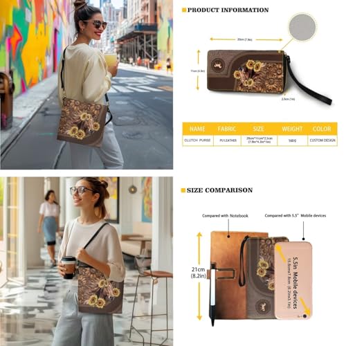 Crossbody Hobo Bag with Wallet Set for Women, 2 Pcs Bucket Purse Set Large Bucket Handbag with Adjustable Strap2