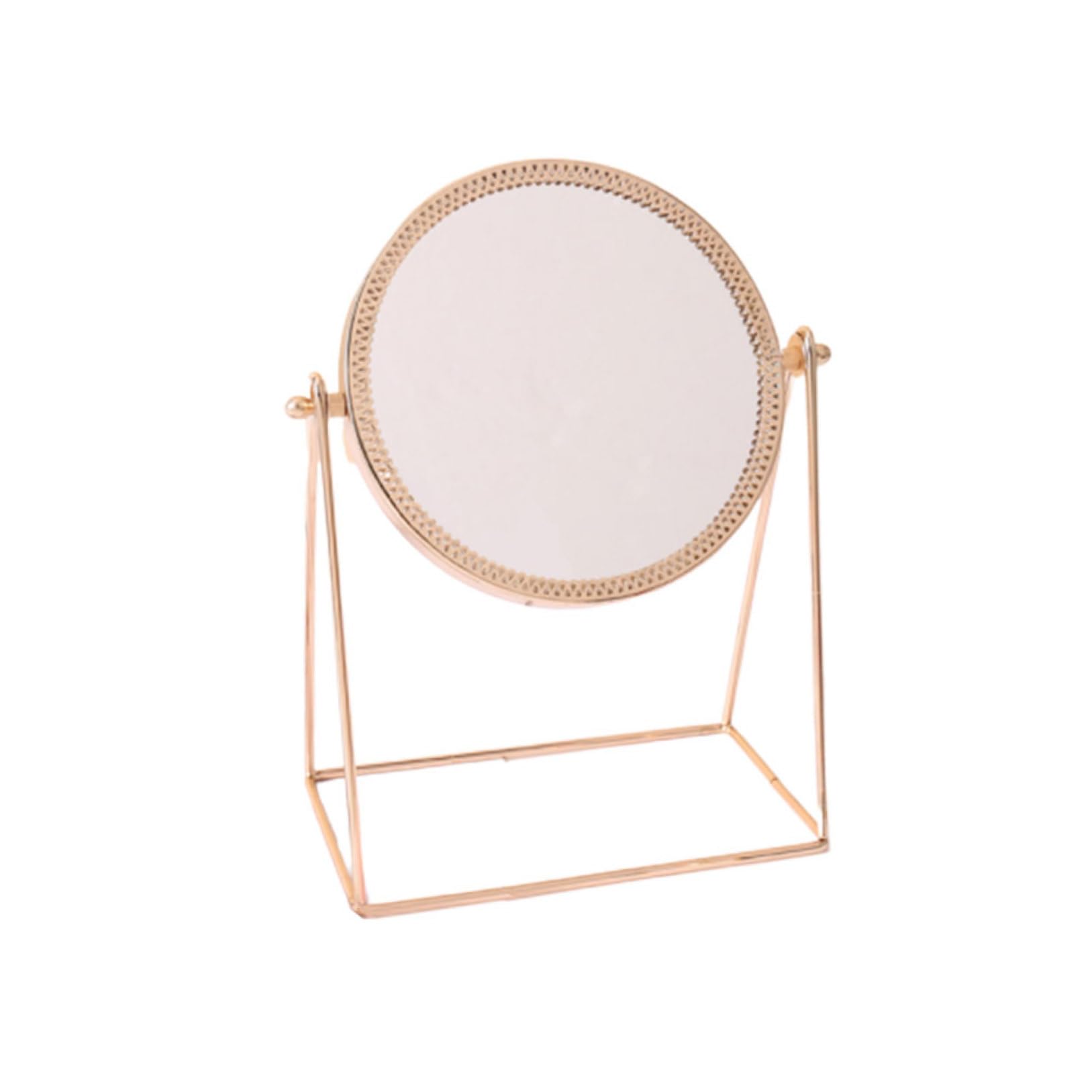 Miroir de maquillage rond en métal or rose pour coiffeuse de chambre