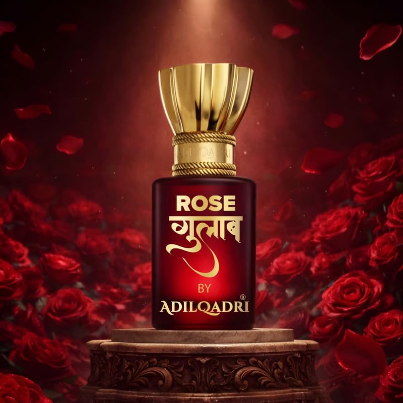Image of Adilqadri Rose (Gulab) Attar Perfume 5.5ml for Men & Women | Long-Lasting Non-Alcoholic Roll-On | Romantic Rose Fragrance | Stress Relief Scent | Travel-Friendly Gift