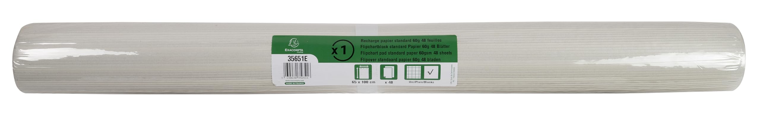 Exacompta Recharge Papier Pour Tableaux De Conférence - 65x100 Cm - 50 Feuilles Offset Blanc 70 G/m² - Lot De 5