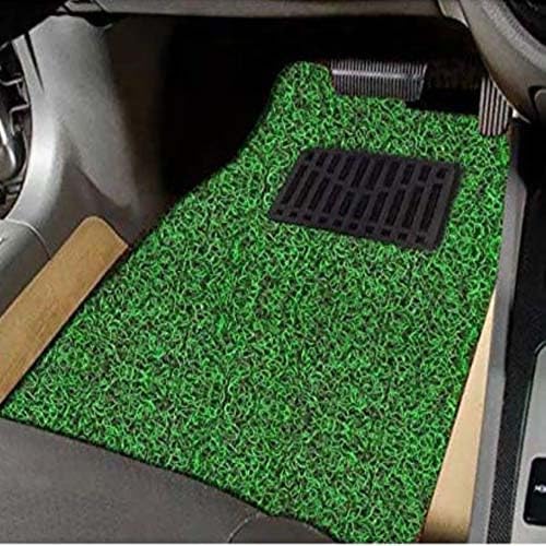 Image of CARNEST Premium Grass PVC Mats, 12mm Thickness, 100% Waterproof and Dustproof Car Floor Foot Mats, Universal Fit in All Cars, Complete Set of 5 Piece Compatible for IKON,Green