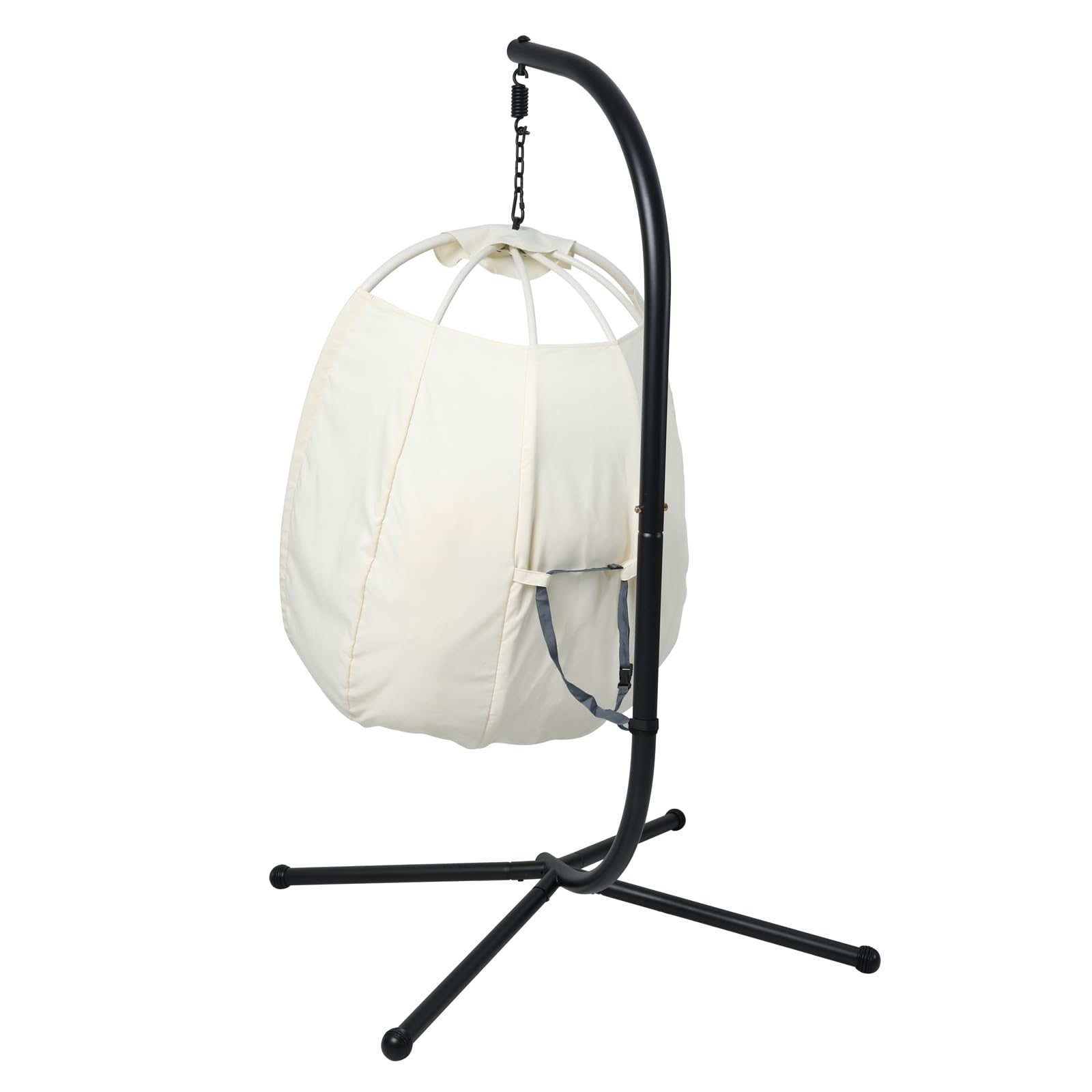 SVITA Nelly Hängesessel mit Gestell Loungesessel Hängesitz Hängestuhl klappbar Hängekorb Hängeschaukel Outdoorsessel Beige