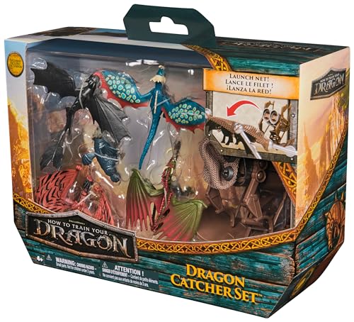 Dreamworks Dragons - How to Train Your Dragon - Coffret Mini Figurines Chasseur De Dragons - Figurines À Capturer avec Catapulte Et Lance-Filet Harold - Jouet Enfant 4 Ans Et +