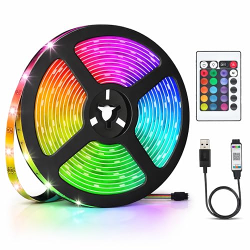 WAYetTO テープライト 1m usb ledテープライト LED テープ リモコン 間接照明 調光調色 ledストリップライト usb リモコン付き 切断可能 高密度 両面テープ 防水 16色 寝室 リビング キッチン パーティー