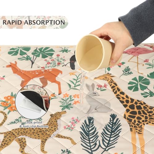 Image of IEUUMLER Washable Pee Pads for Dogs, 2 Pack Forest Pattern Reusable Waterproof Puppy Pads, Non-Slip Super Absorbent Dog Training Pad for Playpen Crate Bed EU013 Beige Jungle, 41x36
