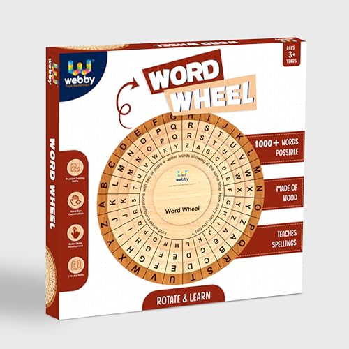 Image of Webby Wooden Word Wheel Puzzle | Spin The Wheel to Construct Words | Captivating Montessari Educational Pre School Word Builder Toy for Kids