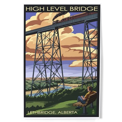 Lantern Press Lethbridge, Alberta, High Level Bridge, 8x12 Inch Art Print Wall Decor
