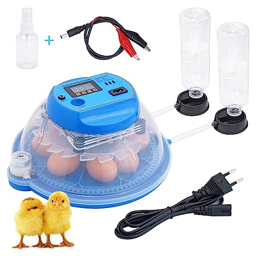Incubadora Huevos Gallina Automatica,Incubadora Para 8 Huevos, Incubadora Para Giro AutomáTico de Huevos y Control de Temperatura, Pantalla LED Digital, Adecuada Para Patos Gansos Palomas Codornices