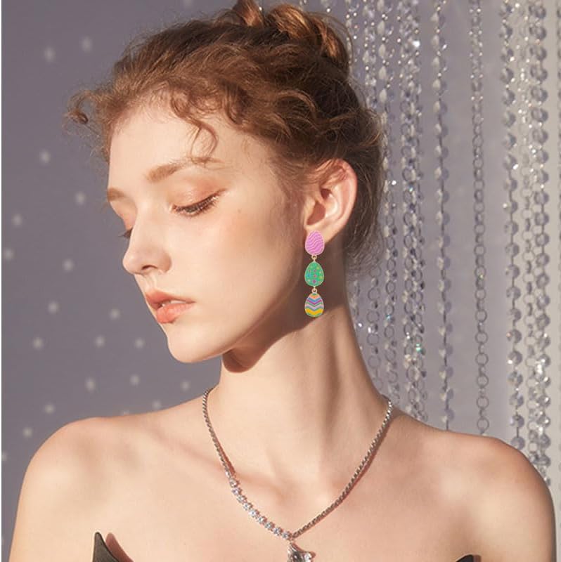 ONLYJUMP Cute Easter Eggs Earrings for Women Colorful Egg Stud Tiny Animal Rabbit Earrings Spring Holiday Jewelry - Image 2