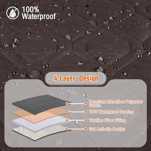 Image of VANSOFY Polyester Loveseat Recliner Cover With Console 100% Waterproof Sofa Slipcovers Non-Slip Reclining Couch Covers Split Sofa Cover Furniture Protector For Pets, Dogs(Chocolate)