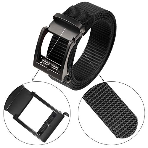 Sportmusies Adjustable Nylon Web Belts for Men Ratchet Belt with Automatic Slide Buckle2