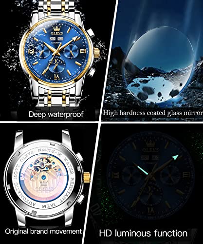 Image of OLEVS Men's Watches Brown Leather with Date,Casual Watches for Men,Large Face Watches Men,Chronograph Mens Watch,Sport Waterproof Business Dress Analog Quartz Men's Wrist Watches Reloj De Hombre