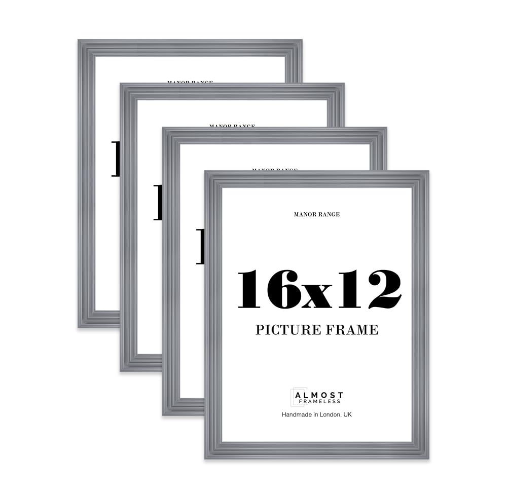 16x12 Picture Frame, Display 16x12 Pictures (30.5 x 40.6cm) - Scandi Grey Timeless 42mm Edge Antique-Inspired Home Accessories - 4 Pack — image 1