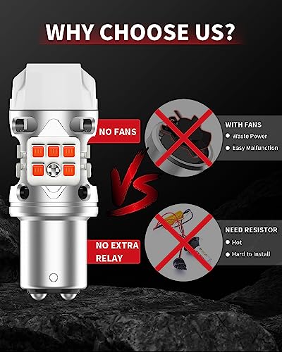 Image of LASFIT T3 1157 LED Bulb Amber Built In Resistor Yellow Turn Signal CANBUS Error Free 500% Bright Blinker 1157A 1157NA 2057 2357 2357A 7528 1034 BAY15D Front DRL Parking Light Anti Hyper Flash(2pcs)