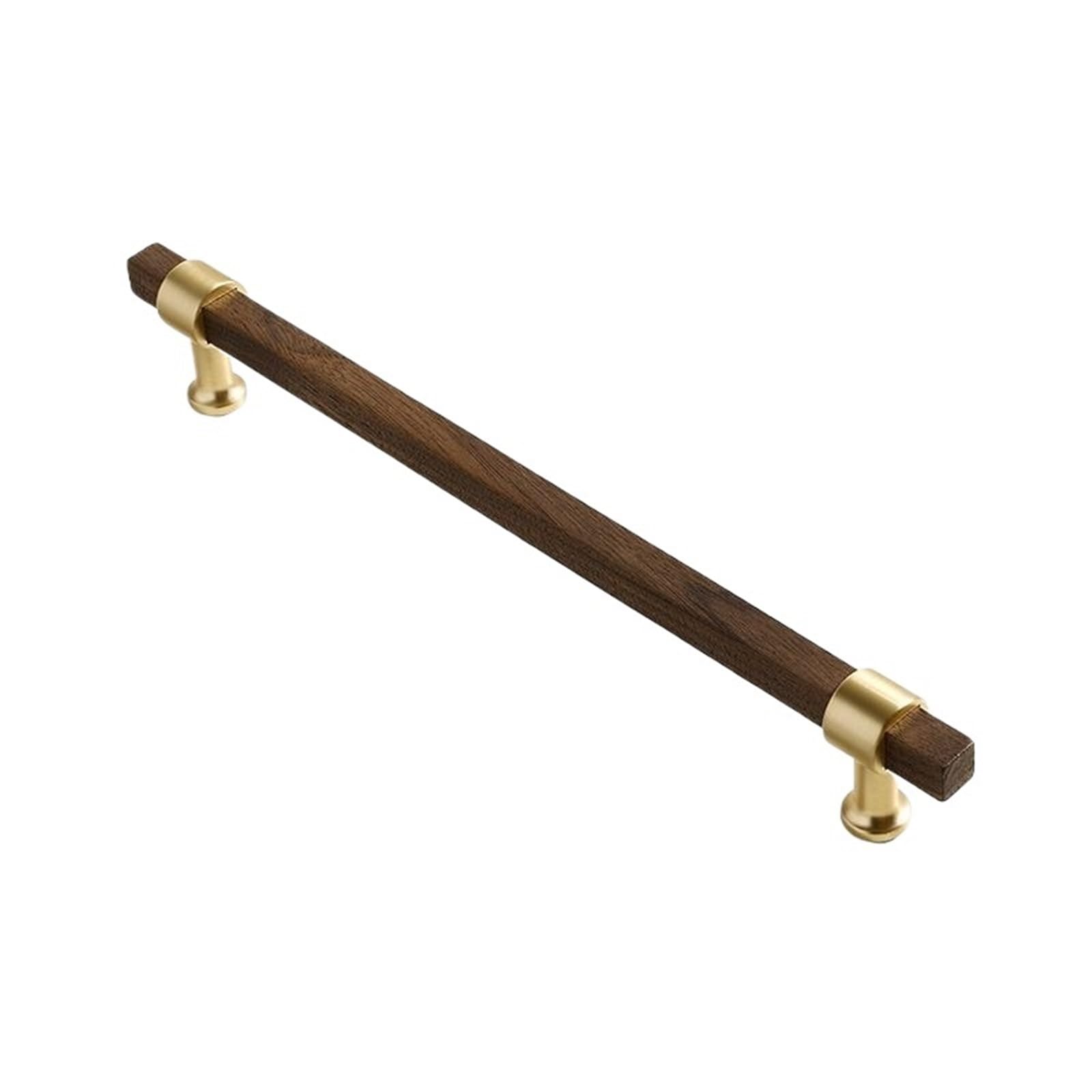 LADFRTYU Wooden Handles 2pcs Walnut Wooden Kitchen Cabinet Knobs and Handles Shoe Handle Gold Cupboard Door Pulls Hardware(CJ-1906-Walnut-192mm)