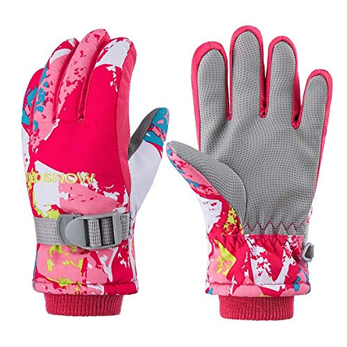 PROTAURI Kinder wasserdichte Winter Ski Handschuhe Outdoor Winddicht Thermo Anti-Rutsch Atmungsaktive Kinder Vollfinger zum Klettern Radfahren Reiten, Rot M Cover
