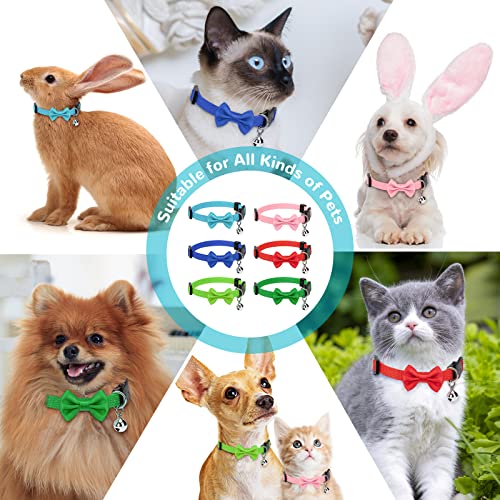 Cat Collar Quick Release Safety Collars Adjustable Kitten Collar with Bell and Detachable Bow Tie for Kitten Cats Puppy Small Pets 6 Pack - Image 4