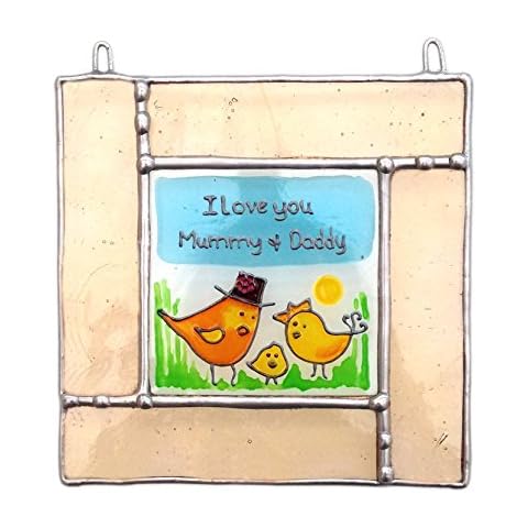 Lekoky Suncatcher Stained Glass Window Panel Decoration Unique Gift Art Handmade in Enland I Love You Daddy Cover