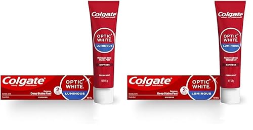Colgate Optic White Expert Express Teeth Whitening Toothpaste, 125g, Fresh Mint, With 2% Hydrogen Peroxide, Enamel Safe (Pack of 2)