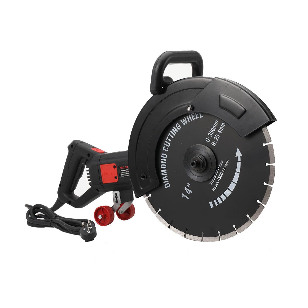 Rainureuse électrique 3200 W - 4000 tr/min - Découpe du béton - Rainureuse à sec - Coupe-mur - Avec lame de scie de 350 mm - Pour maçonnerie