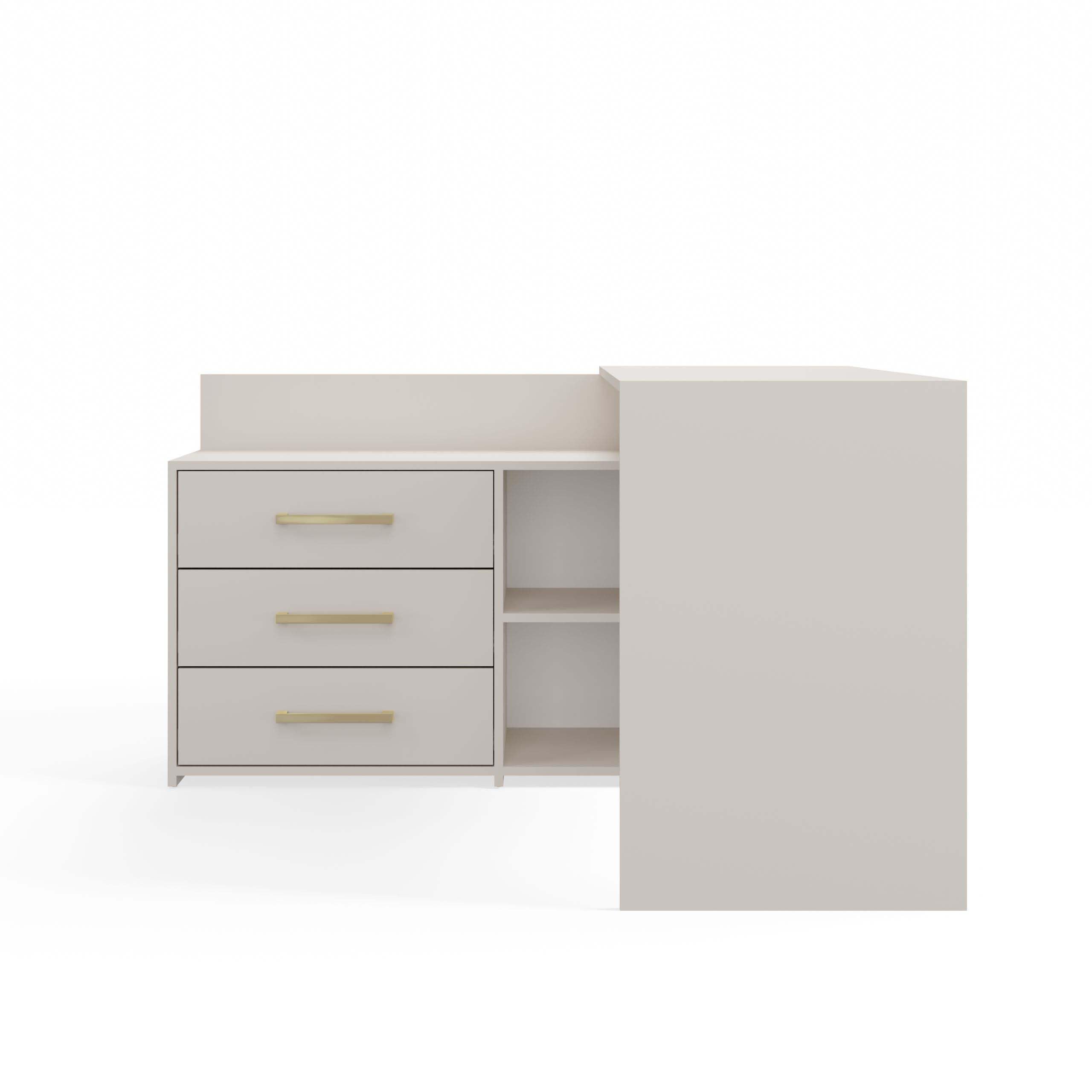 CDF Biurko Narożne Komputerowe Z 3 Szufladami Kaszmir 120x50x76 cm Do Domowego Biura Pokoju Młodzieżowego Home Office Nowoczesny Laminowany Solidny Wytrzymały Design Skandynawski Ergonomiczny