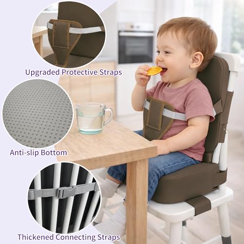 Image of Toddler Booster Seat for Dining Table with Backrest, Waterproof PU Cushion