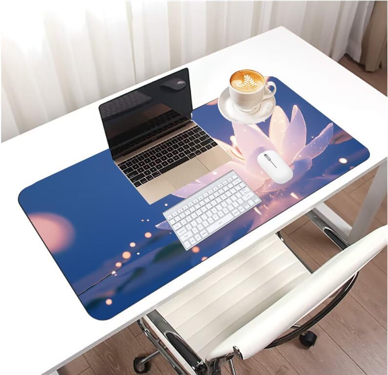 Desk mat lotus bleu pour le travail sur ordinateur au bureau