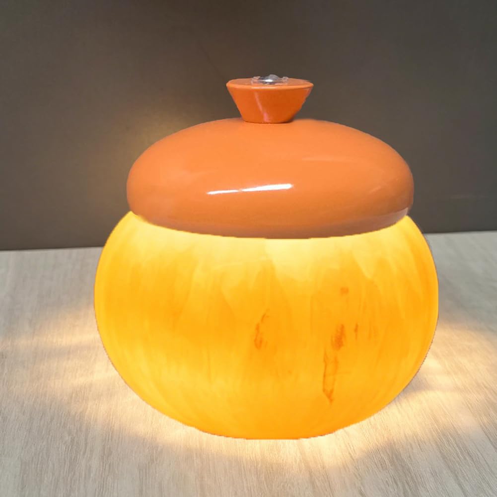 LOGT LED Marble Lamp Night Light Touch Switch Rechargeable Table Lamp Orange Battery-Operated Wireless Bedside Light Rechargeable USB Rechargeable Orange Mushroom Lantern Dimmable 3 Brightness