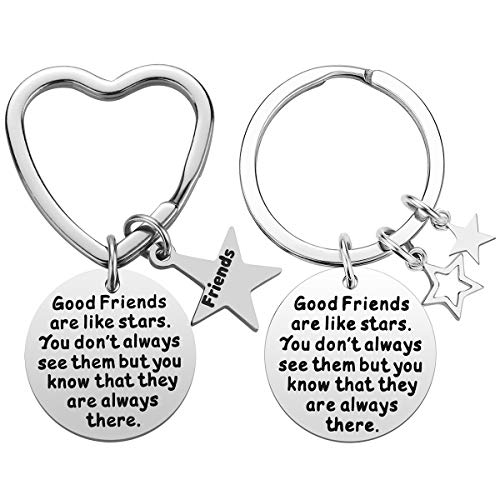 Friend Gifts for Women - 2 PCS Good Friends are Like Stars Friendship Keychain, Long Distance Friendship Gifts Birthday Christmas Gifts for Best Friend Female BFF Jewelry