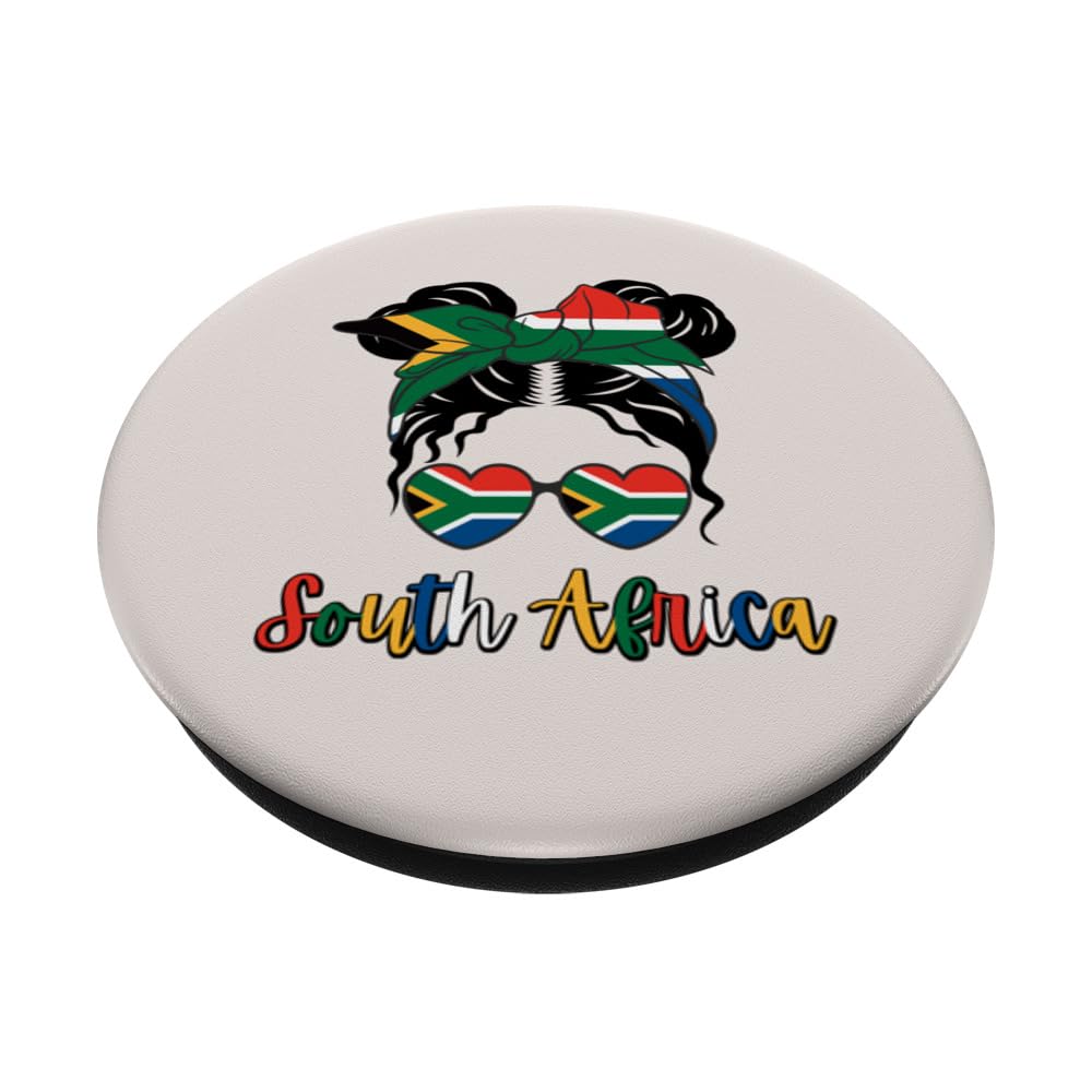 South Africa, South African Girl, South Africa Flag, SA girl PopSockets Swappable PopGrip, Black - Image 2