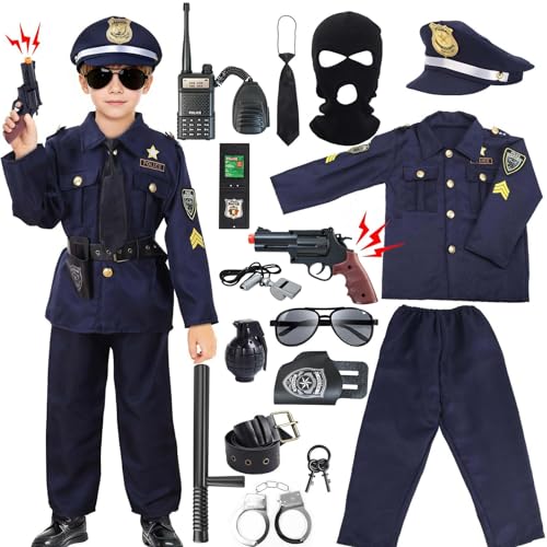 HaoVrisn Disfraz Policia Niño Disfraz de Policia Disfraz Carnaval Niño Disfraces Guardia Civil (5-7Jahre)