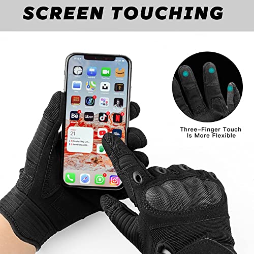 Tfroco Tactical Paintball Gloves, Full Finger Touchscreen Airsoft Gloves Men, Motorcycle Dirtbike Training Gloves For Outdoor Sport Black Medium #TOP4