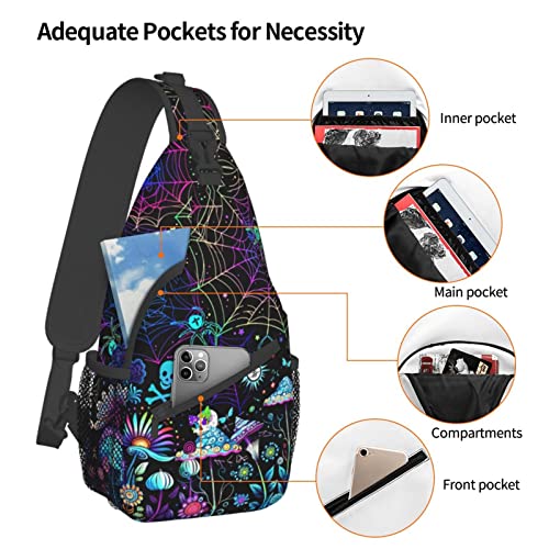 Mushroom Sling Backpack,Mushroom Gifts Crossbody Bag For Women Men Sling Bag Travel Hiking Chest Bag Daypack Unisex4