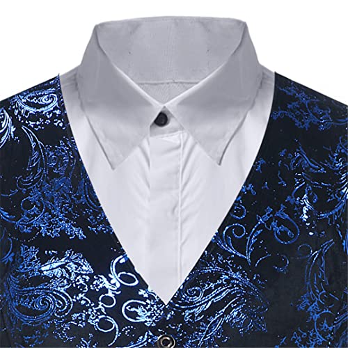 Men's Royal Blue Paisley Print Suit Vest Slim Fit Sleeveless Waistcoat Mens Formal Business Wedding Groom Social Tuxedo Vests4