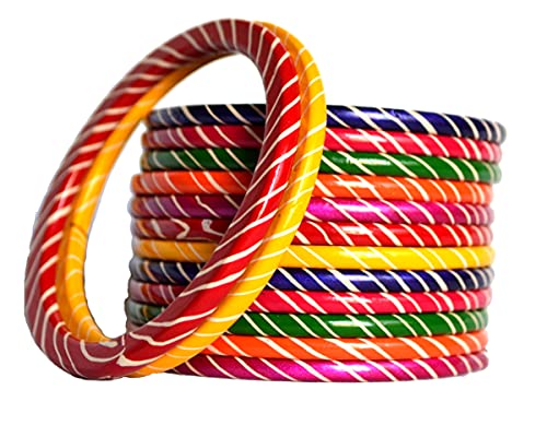 Women's Beautiful Traditional Rajasthani Lahariya Lac Bangles (Multicolor )