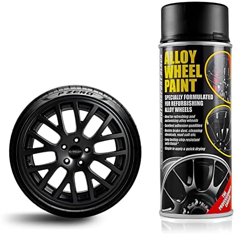 E-TECH MOTORSPORT BLACK Chip Resistant Satin Alloy Wheel Paint 400ml Cover