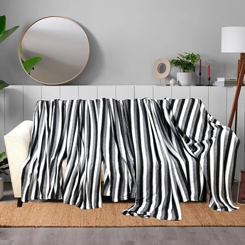 Image of CHANDRAVATI Stylish Polar Fleece Single Bed AC Fleece Wool Blanket - 58x88 Inch || Skin Friendly ||Black & White|| (60)