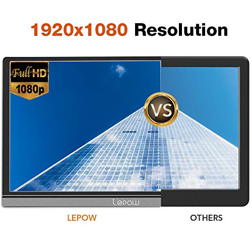 Portable Monitor - Lepow 15.6 Inch Computer Display 1920×1080 Full HD IPS Screen USB C Gaming Monitor with Type-C Mini HDMI for Laptop PC MAC Phone Xbox PS4, Include Smart Cover