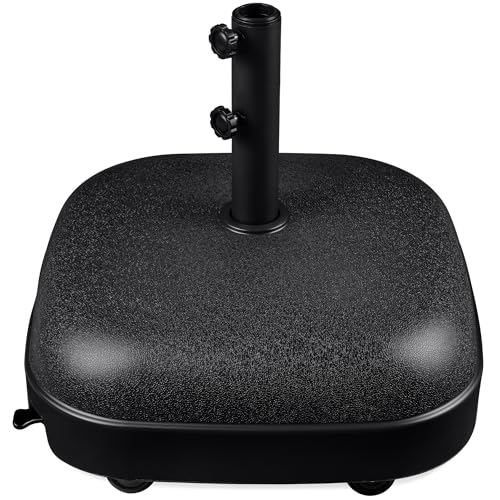 Best Choice Products 123lb Capacity Fillable Mobile Umbrella Base Heavy Duty Market Stand for Patio Deck Poolside Easy to move w/ 4 wheels - Dome Square Black